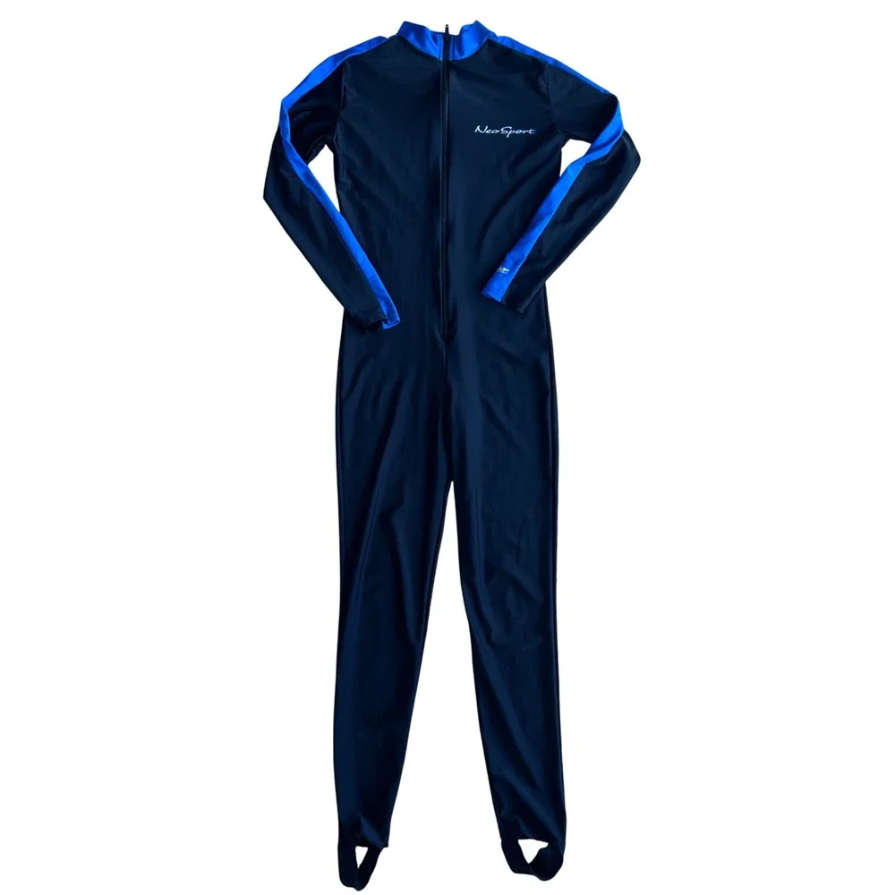 NeoSport Mens Full Body Dive Skin Suit Black Blue UV 50+ Shield Large Scuba